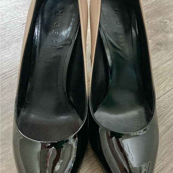 M Gemi Lustro Patent Leather Pump In Neutral Ombré Black To Tan Sz 38 - Picture 2 of 12